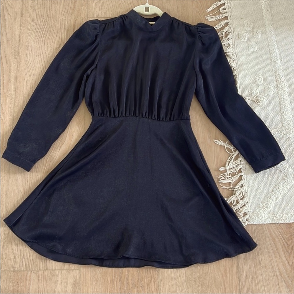 Zara Satin Long Sleeve Dress Small